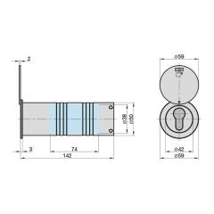 Cassaforte tubolare con coperchio di protezione - L142 mm, Ø50 mm
