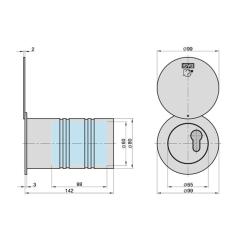 Cassaforte tubolare con coperchio di protezione - L142 mm, Ø80 mm
